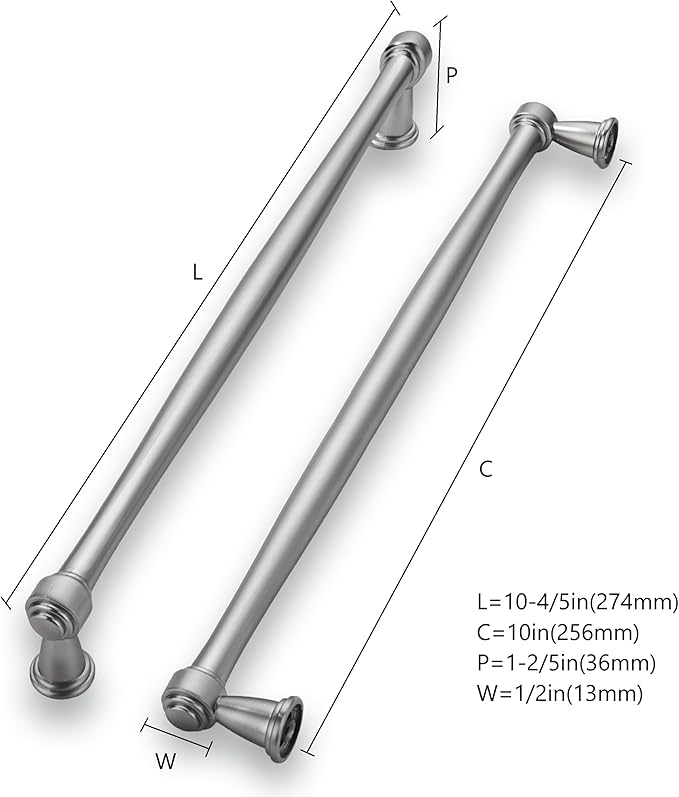 khtumeware 6 Pack 10 Inch(256mm) Brushed Satin Nickel Cabinet Pulls Kitchen Cabinet Handles Cabinet Hardware for Cupboard Drawer Handles Dresser Pulls