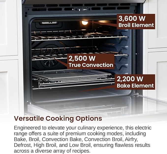 Rangaire RRI303GS 30" Glass Touch Induction Range Oven - Stainless Steel, Induction Burners, True Convection, Self Cleaning, Easy Reach Racks