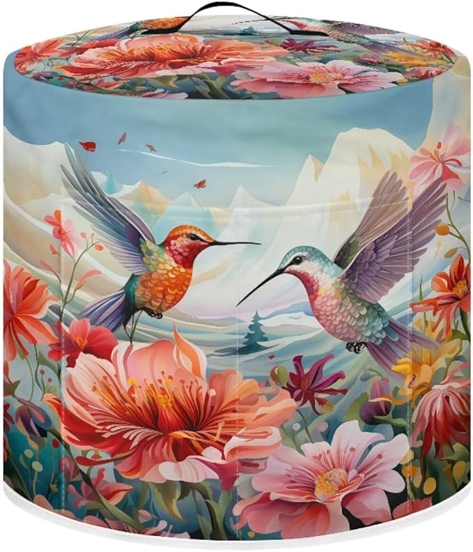 TODIYADDU Fly Hummingbird Dust Cover for Electric Pressure Cooker Waterproof Air Fryer Cover Dust Cover with Storage Pocket and Handle Portable 3 Quart Pressure Cooker Cover Presents