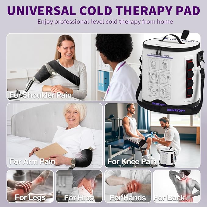 Cold Therapy Machine with Programmable Timer, Portable Ice Machine for Knee After Surgery, Knee Replacement Recovery System, Cryotherapy Pain Relief w/Compression Pad for,Shoulder, Hip and Ankle