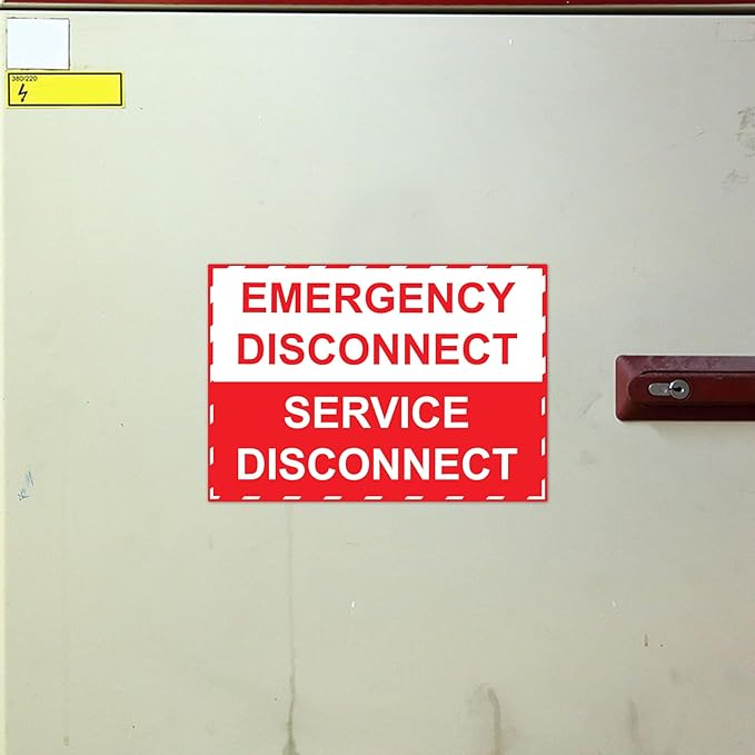 LEIFIDE 20 Pack NEC Compliant Emergency Disconnect Sticker 5"x 3.5" Emergency Disconnect Service Warning Sticker Shut Off Sign Uv-Resistant Electric Panel Labels Vinyl Waterproof for Indoor Outdoor