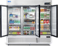 ICECASA 82" W Commercial Display Refrigerator 3 Glass Door Merchandiser Reach-in 72 Cu.ft Stainless Steel Display Refrigerator Fan Cooling for Restuarant, Bar, Shop, etc
