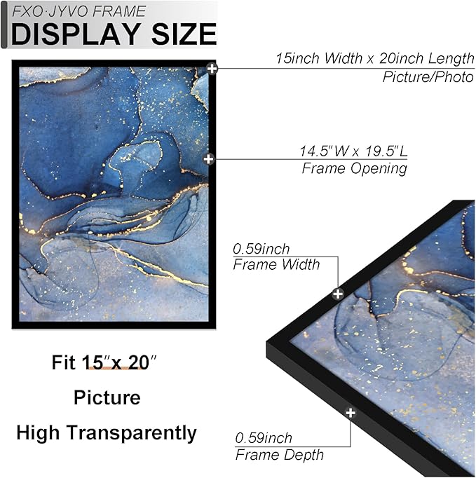 15x20 Picture Frame Set of 6, Black Frame for 15 x 20 Inch Picture Poster Photo, Light Weight and High Transparent 15 by 20 Frame for Wall - 6 Pack/Black/15 x20