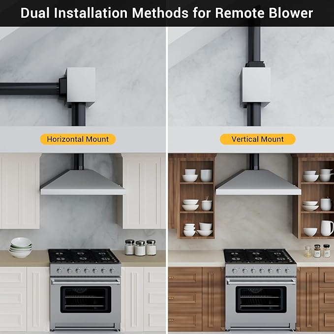 CT Copper Tailor 42-inch Range Hood Insert with Inline Remote Blower,1260CFM Kitchen Vent Hood, 4-Speed Exhaust Fan, 4 LED Lights, 8" Round Ducted,Baffle Filters, in Stainless Steel