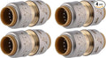 SharkBite Max 1/2 Inch Coupling, Pack of 4, Push to Connect Brass Plumbing Fitting, PEX Pipe, Copper, CPVC, PE-RT, HDPE, UR008A4