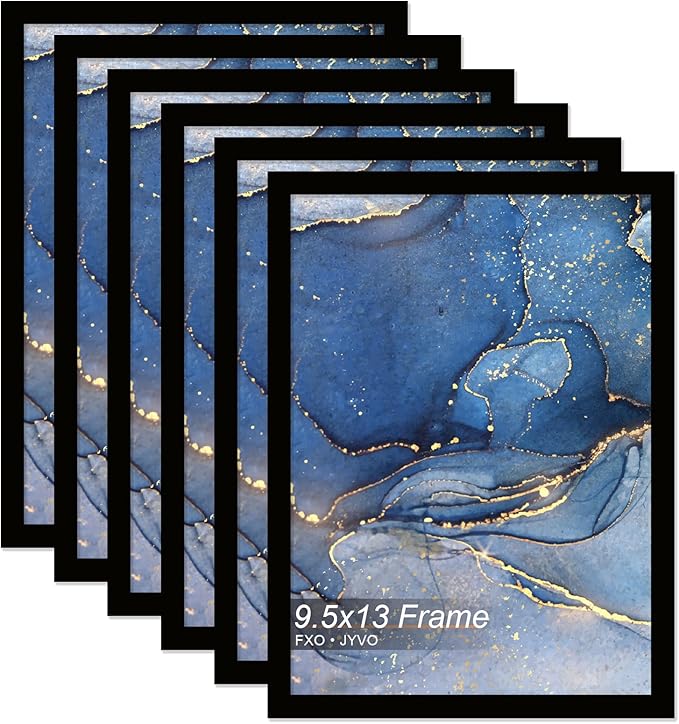 9.5x13 Picture Frame Set of 6, Black Frame for 9.5 x 13 Inch Picture Poster Photo, Light Weight and High Transparent 9.5 by 13 Frame for Wall - 6 Pack/Black/9.5"x13"