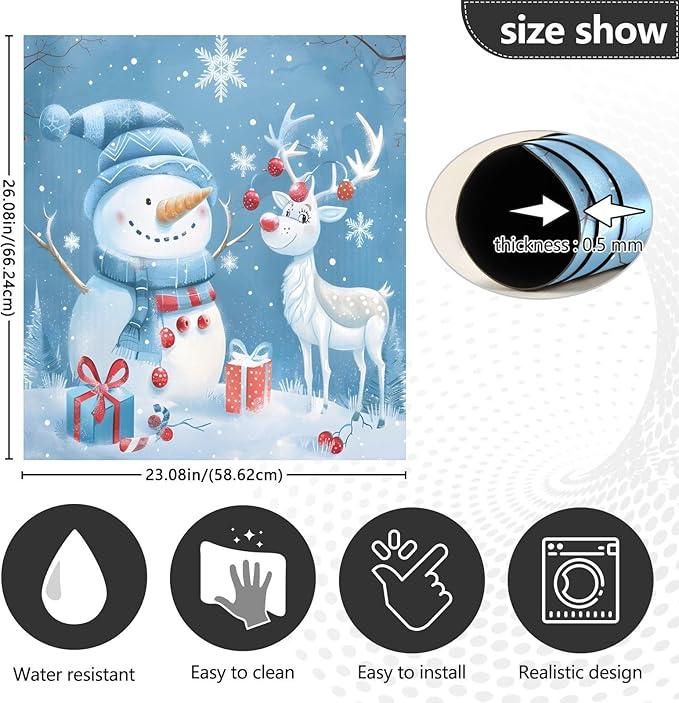 Christmas Snowman Elk Dishwasher Magnet Cover Panel Winter Blue Magnetic Dishwasher Covers Refrigerator Sticker Decal Xmas Decorative Washing Machine Cover for Home Kitchen,23x26in