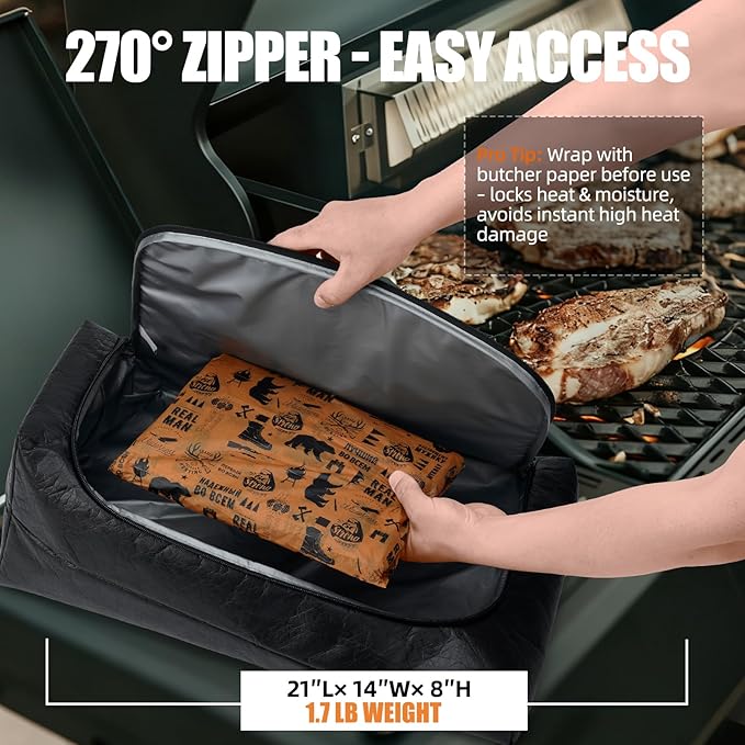 270° Opening BBQ Blanket for Resting Meat, Valentines Day Gift Meat Resting Bag, Leak-Proof Smoker Accessories, Grilling Gift for Pork/Turkey/Brisket - Anniversary Birthday Gift for Men Him Dad