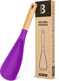 Cooking Spoon for Nonstick Cookwares, Great for Cooking and Serving Sturdy BPA-Free Matte Silicone, Wood Handle Spoon for Mixing, Scoop, and Scrape (BERRY, 11.4 inch)