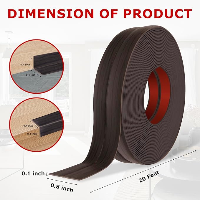 Flexible Wall Corner Protector Moulding Trim Peel and Stick Wall Corner Guards Edge Protector Self Adhesive Molding Trim Strip for Edge Ceiling (Dark Walnut Wood Grain, 0.8 in x 20 Ft)