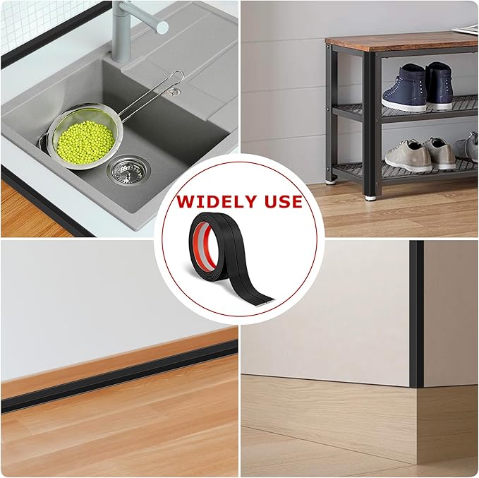 Flexible Wall Corner Protector Moulding Trim Peel and Stick Wall Corner Guards Edge Protector Self Adhesive Molding Trim Strip for Edge Ceiling (Black, 0.8 in x 20 Ft)