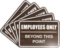All Quality Classic Framed Employees Only Beyond This Point Wall or Door Sign | Easy to Install Business Signage - Medium (Walnut) 5 Pack