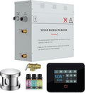 Builders Series 9kW Steam Bath Generator with Quickstart Continuous Steam, Black Digital Touch Pad, Built-in Auto-Drain, and Aroma Steamhead in Polished Chrome