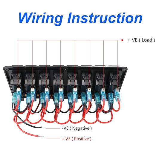 8 Gang Boat Rocker Switch Panel Marine Switch Panel Waterproof Marine Toggle Switches ON/Off with Circuit Breaker for Car RV Truck Automotive 12V-24V
