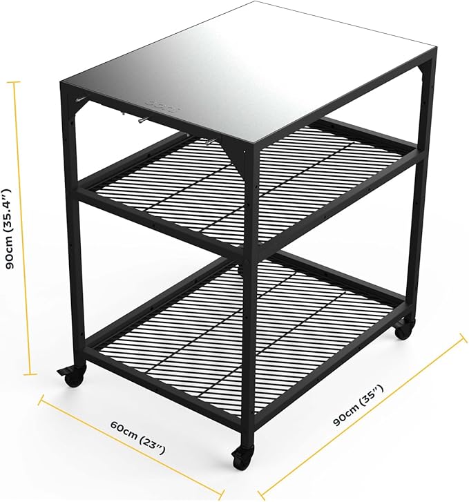 Ooni Medium Modular Table - 31x22x35" Pizza Oven Table Cart, Stainless Steel Pizza Oven Stand, Grill Barbecue Stand, Outdoor Table, Pizza Oven Accessories, Outdoor Pizza Oven Tables, Pizza Station