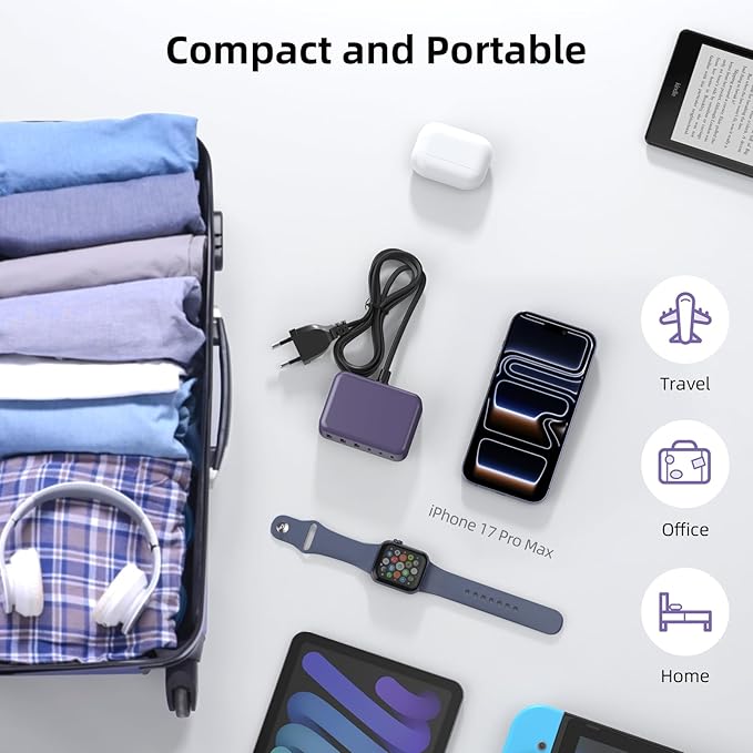 USB C Charger Block, 100W GaN 6 Port PD USB C QC USB A Wall Charger Adapter Plug Cube, Super Fast Type C Charging Station Hub for iPhone 17 16 15 14 Pro Max iPad Samsung Pixel