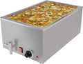 KoolMore Commercial Bain Marie Countertop Food Warmer, Soup Station, and Buffet Table Server with One Serving Section and Tap, Stainless-Steel Steamer with Auto Shut Off (CFW-1T), Silver