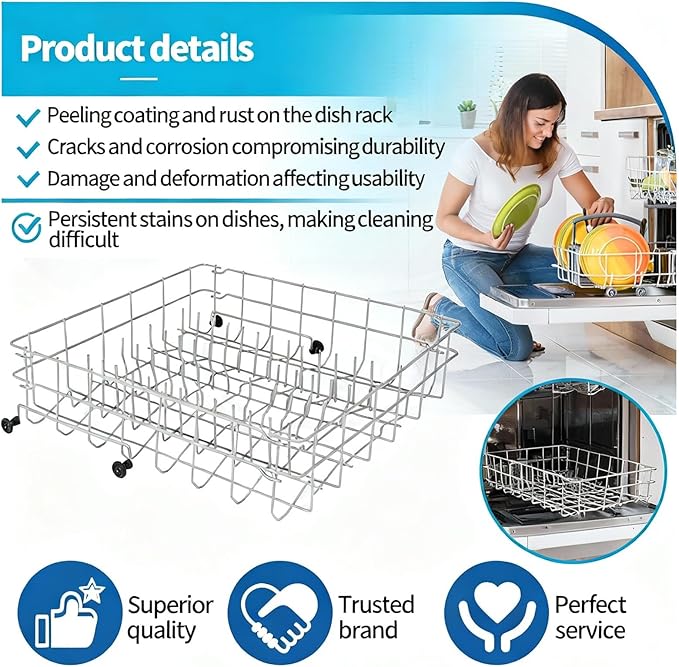 5304535380 Dishwasher Upper Rack Replacement for Kenmore, Crosley, Frigidaire Compatible with Part Numbers 154331502, 5304498202, 5304498220, 5304517202, 5304517201, AP7215765