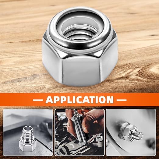 MewuDecor 1/2-13 Nylon Insert Hex Lock Nuts Locknuts, 304 Stainless Steel 18-8, Bright Finish, 25 PCS