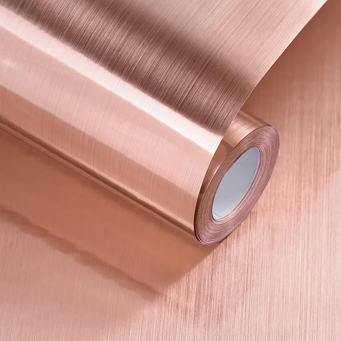 Rose Gold Contact Paper Peel and Stick Countertop Contact Paper Self-Adhesive Waterproof DIY Decor Wallpaper for Kitchen Backsplash Fridge and Cabinets A Set of 15.7"x480"
