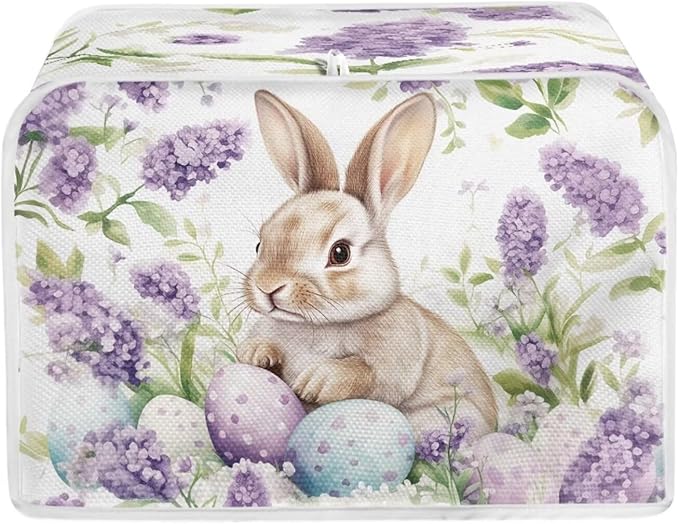 Easter Egg Bunny Print Toaster 2 Slice Cover Dust Fingerprint Protection Universal Size Kitchen Appliance Waterproof Cover