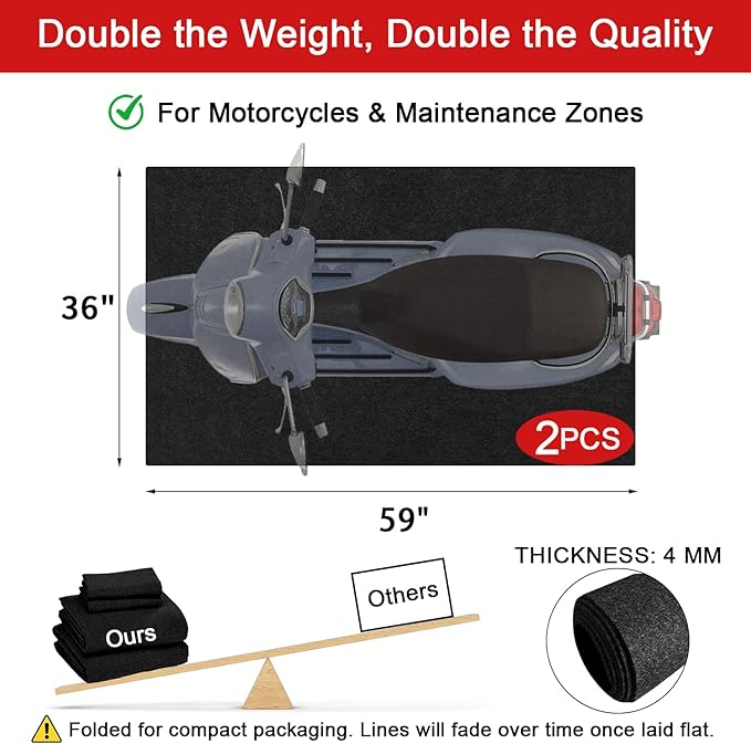 Golener 2-Pack Oil Spill Mats - Garage Floor Mat, Absorbent Oil Pad, Premium Maintenance Mat, Waterproof, Contain Liquid, Protect Garage Surface from Spill & Stain, Reusable, Durable, Black, 36”x59”