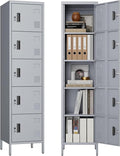 METAN Metal Storage Employees Locker with 5 Lockable Doors,Locking Storage Cabinets for Small Spaces,Home,School,Gym,Assembly Required,Dark Gray