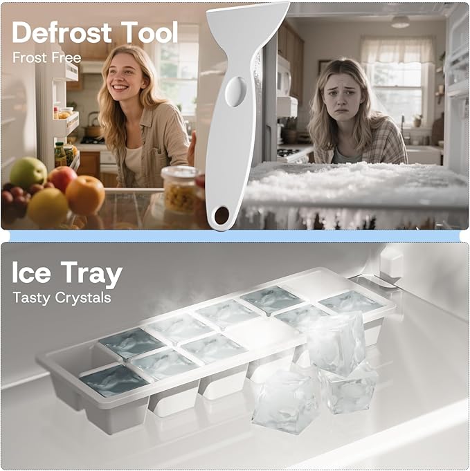 Upstreman 3.0 Cu.ft Small Mini Freezer Upright Freezer with Reversible Door, Fast Cooling, 5 Adjustable Thermostat, Stand Up Freezers with Ice Trays Defrosting Tools for Home, Dorm (White)
