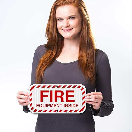 Fire Equipment Inside Sign, Fire Safety Sign, 6x12 Inches, 3M EGP Reflective .040 Aluminum, Fade Resistant, Indoor/Outdoor Use, Made in USA