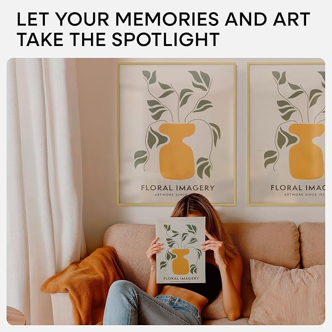 Homeforia 20x24 Picture Frame Gold, High End Metal 24x20 Frames for Wall, 20x24 Gold Frame Matted to 16x20 Print, 20 x 24 Poster Large Frame with Mat 16 by 20 Photo, Tempered Glass, Wall Kit, Set of 2