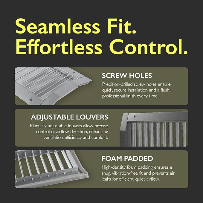 17" x 3" Grille for Round Spiral Duct - Galvanized Steel Register Vent Cover for HVAC Ducting System - 2 Way Adjustable Louver Blades - Air Duct Ventilation Grill Conditioner/Air Exhaust