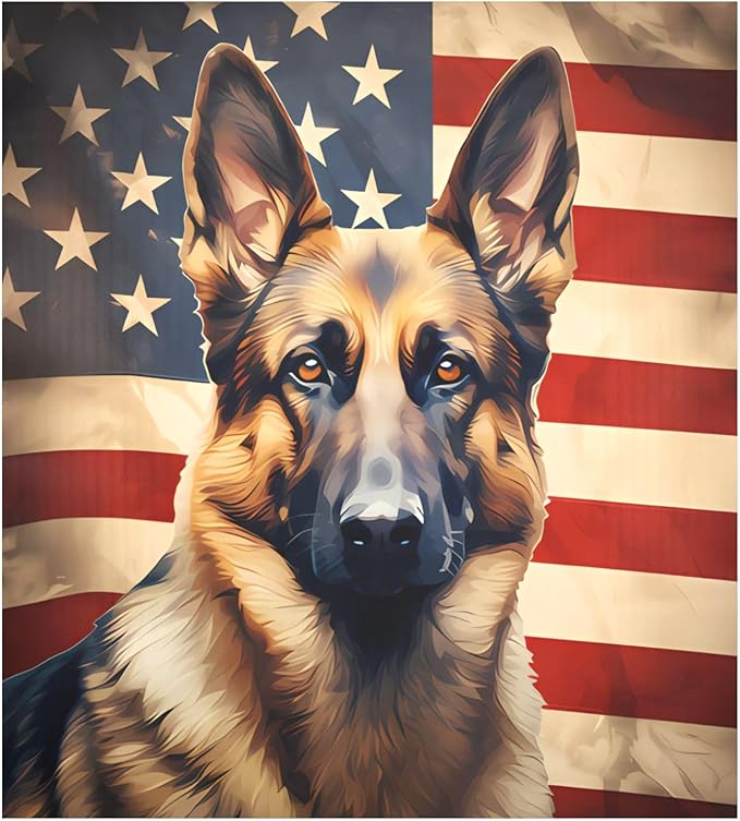 Dog German Shepherd American Flag Dishwasher Magnet Cover Sticker Magnetic Refrigerator Panel Front Door Fridge Microwave Decal