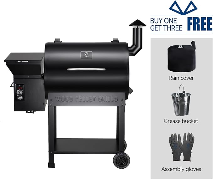 Z GRILLS Pellet Smoker Grill with PID Control, Rain Cover, 700 sq. in Cooking Area for Outdoor BBQ, ZPG-7002BPro
