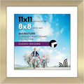Americanflat 11x11 Picture Frame with Shatter-Resistant Glass - Use as 8x8 Frame with Mat or Display 11x11 Photo Without Mat - Signature Collection - Square Frames for Wall Display - Gold