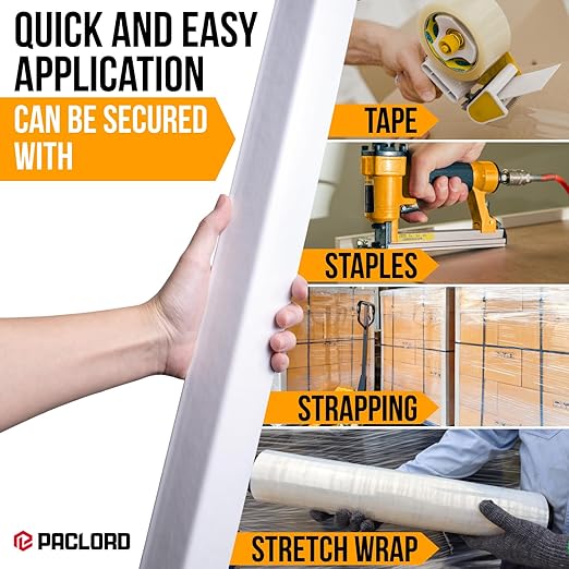 36" x 2" x 2" Reinforced Cardboard Edge Protectors, White (Pack of 24) – 0.225" Thick Extra Heavy-Duty Cardboard Corner Protectors – American Quality V-Board Pallet Edge Protectors