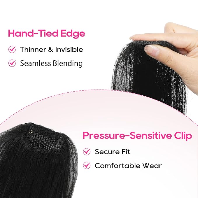 REECHO Clip in Hair Volumizer, Short Thick Clip in Hairpieces Adding Extra Hair Volume Extensions for Women with Thin Fine (Black, 8 Inch(Pack of 2))
