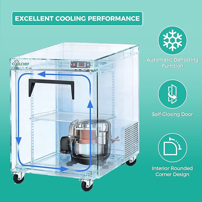 28" Commercial Worktop Refrigerator, 8 Cu.ft Single Door Stainless Steel Prep Table Fridge, R290 Undercounter Refrigerator with Casters