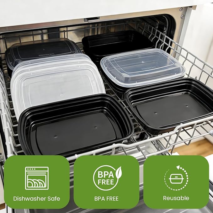 24/28oz Meal Prep Containers, 30/50Pack 1 Compartment with Lids, Food Storage Containers, Sturdy Leakproof & Food Safe, Microwave, Freezer, Dishwasher Safe Bento Box, BPA Free