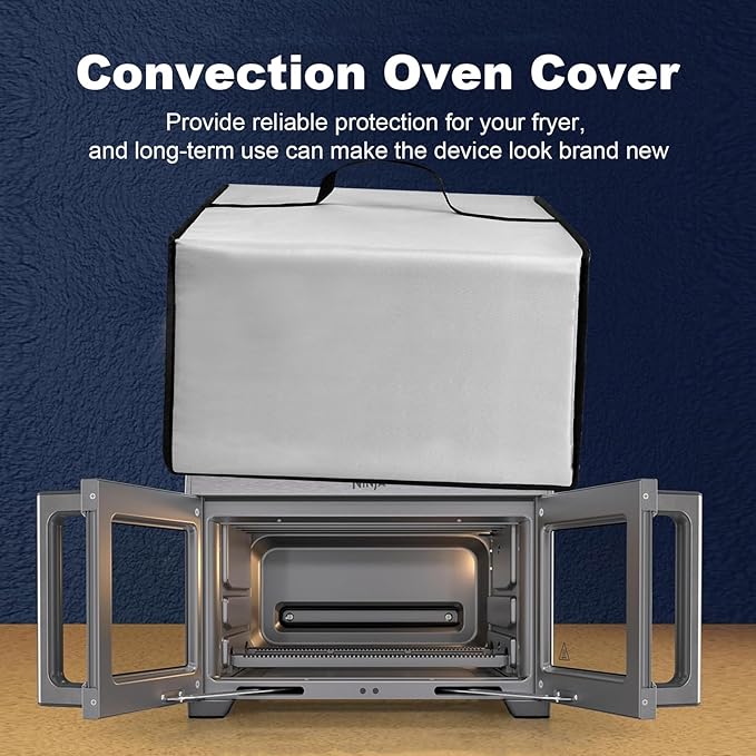 French Door Toaster Dust Cover for Ninja Air Fryer Convection Pizza Oven FO101,Heavy Duty Heat resistant Waterproof Covers Case for Midea Toaster Oven Smokeless Grill Combo (Silver)