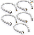 Stainless Steel Braided Water Connectors with Reinforced PVC Inner Hose for Toilets, 3/8" Compression x 7/8" Metal Ballcock, 16" Length (5Pack)