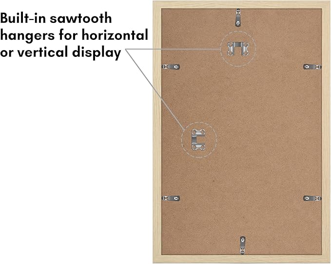 Americanflat 11x17 Picture Frame with Polished Plexiglass - Set of 5 - Use as 9x15 Frame with Mat or Display 11x17 Photo Without Mat - Galleria Collection - Picture Frames for Wall - Natural Oak