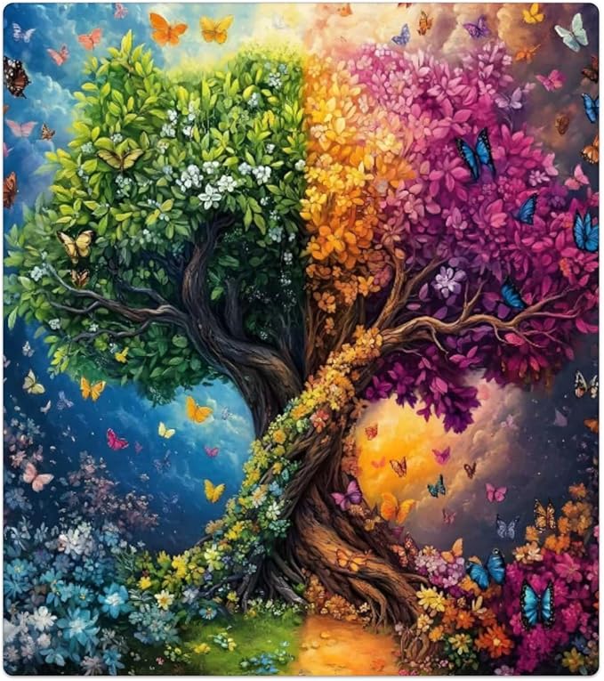 Colorful Tree Butterflies Dishwasher Magnet Cover, Reusable Refrigerator Panel Stickers Microwave Front Door Covers Magnets for Kitchen Home Appliances Holiday Party Decorations 23 X 26 in