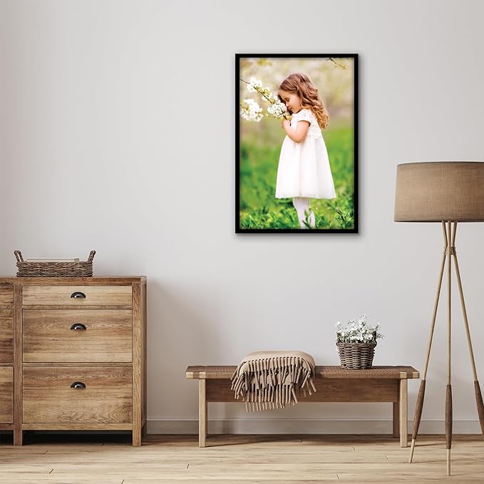 Americanflat 16x24 Poster Frame with Polished Plexiglass - Streamline Collection - Thin Border Picture Frame for Wall Display - Hanging Hardware Included - Black
