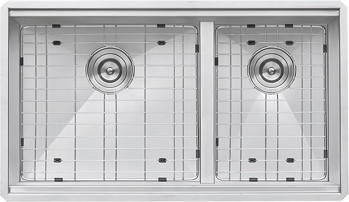Ruvati 28-inch 60/40 Double Bowl Kitchen Sink - Undermount Low Divide 16 Gauge Stainless Steel Kitchen Sink with Brushed Finish hides scratches, Easy-to-Clean Undermount Sinks - RVH8341