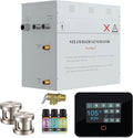 Builders Series 10.5kW Steam Bath Generator with Quickstart Continuous Steam, Black Digital Touch Pad, Built-in Auto-Drain, and Aroma Steamhead in Brushed Nickel