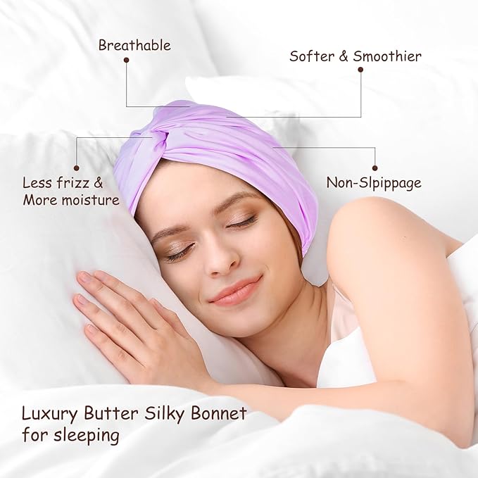 Adjustable Silk Satin Hair Bonnet for Sleeping Women, Double Layer, Hair Wrap Straight Curly Natural Hair Bonus a Scrunchie