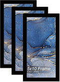 5x10 Picture Frame Set of 3, Black Frame for 5 x 10 Inch Picture Poster Photo, Light Weight and High Transparent 5 by 10 Frame for Wall - 3 Pack/Black/5"x10"