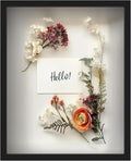 FrameWorks 16" x 20" Original Black Wooden Shadow Box Frame – Soft Felt Back, Tempered Glass, and Included Elegant White Ball Push Pins