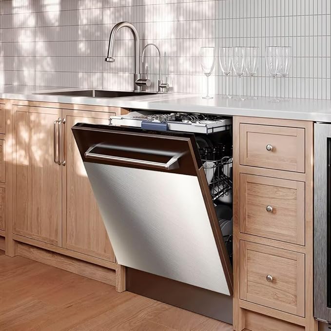 Brushed White Stainless Steel Dishwasher Magnet Cover, Magnetic Dishwasher Cover Front Door Panel Decal Kitchen Decor, Home Appliance Sticker Dishwasher Covers, 23"x 26"