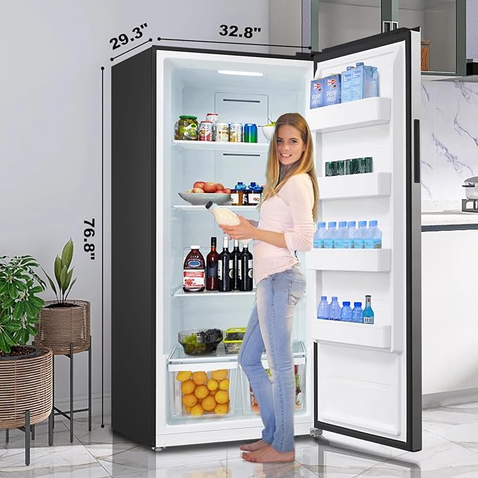 SMETA Freezer Upright Convertible Refrigerator 21 Cu. Ft, Frost Free Stand Up Freezers, Garage Ready, Energy Saving Freezerless Refrigerator Full Size All Refrigerator for Kitchen, Home, Office